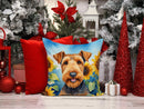 Airedale Terrier in Sunflowers Throw Pillow - 14x14 Decorative Pillow – Art for Your Home & Patio