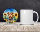 Airedale Terrier in Sunflowers Large Sandstone Coasters Pack of 4