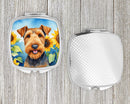 Airedale Terrier in Sunflowers Compact Mirror – Stylish Purse Mirror with Artistic Covers
