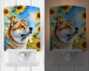 Akita in Sunflowers Ceramic Night Light