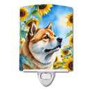 Akita in Sunflowers Ceramic Night Light