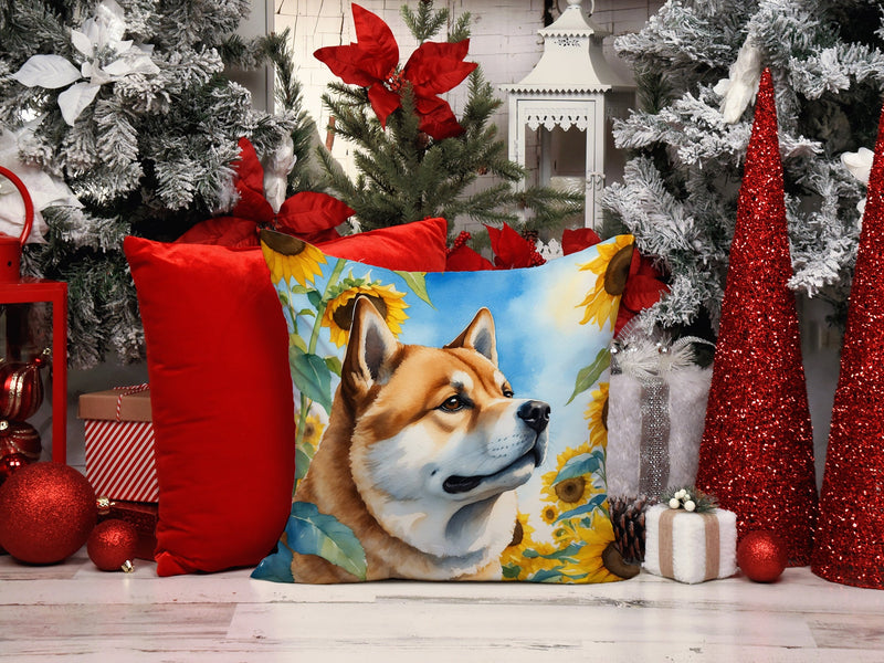 Akita in Sunflowers Throw Pillow - 14x14 Decorative Pillow – Art for Your Home & Patio