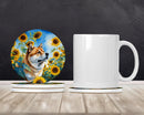 Akita in Sunflowers Large Sandstone Coasters Pack of 4