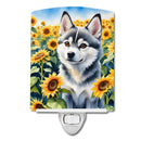 Alaskan Klee Kai in Sunflowers Ceramic Night Light