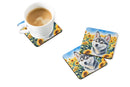 Alaskan Klee Kai in Sunflowers Coasters - Set of 4 Lightweight Foam, Absorbent Drink Coasters