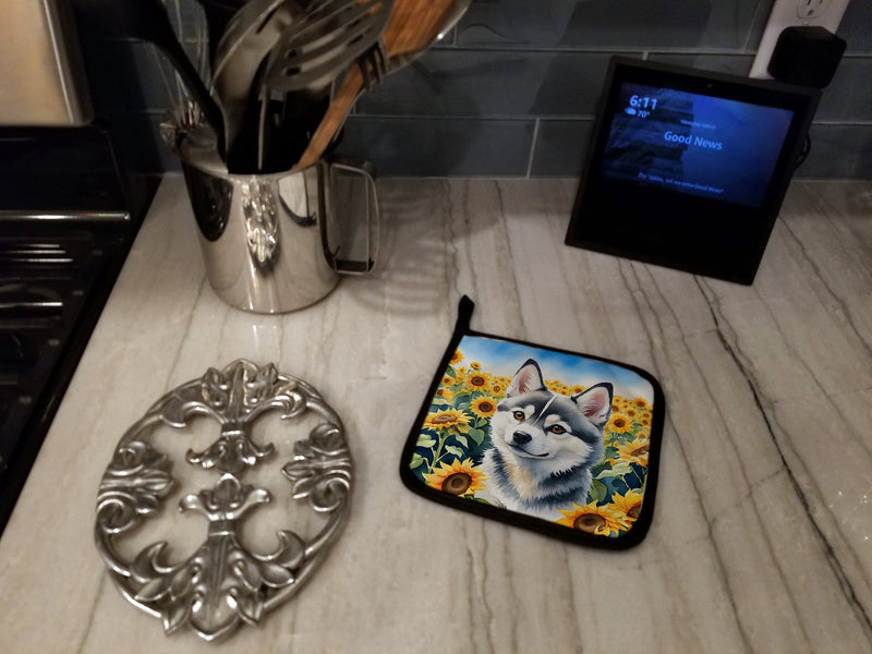 Alaskan Klee Kai in Sunflowers Pair of Pot Holders