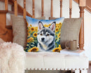 Alaskan Klee Kai in Sunflowers Throw Pillow - 14x14 Decorative Pillow – Art for Your Home & Patio