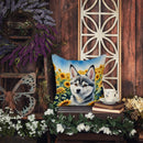 Alaskan Klee Kai in Sunflowers Throw Pillow - 14x14 Decorative Pillow – Art for Your Home & Patio