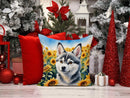 Alaskan Klee Kai in Sunflowers Throw Pillow - 14x14 Decorative Pillow – Art for Your Home & Patio