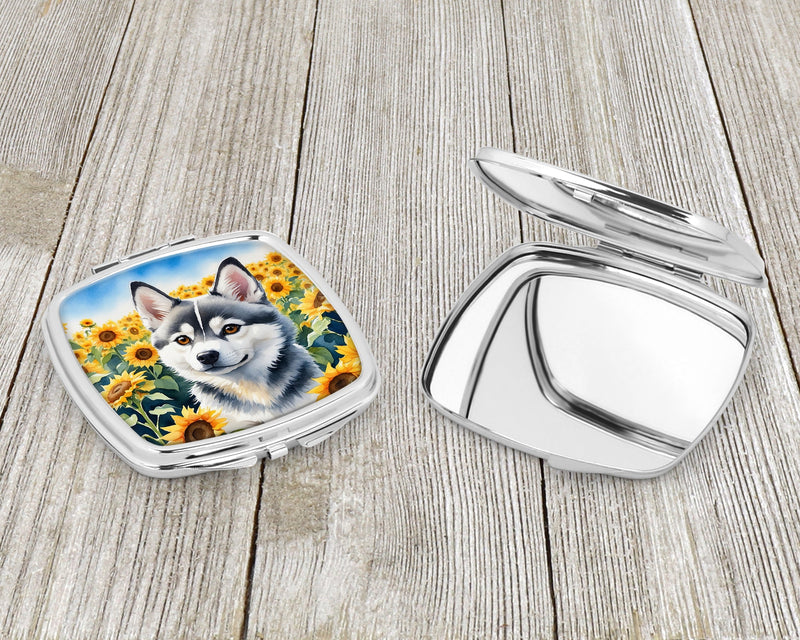 Alaskan Klee Kai in Sunflowers Compact Mirror – Stylish Purse Mirror with Artistic Covers