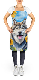 Alaskan Malamute in Sunflowers Apron – Artist-Designed Kitchen, BBQ & Craft Apron