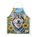 Alaskan Malamute in Sunflowers Apron – Artist-Designed Kitchen, BBQ & Craft Apron
