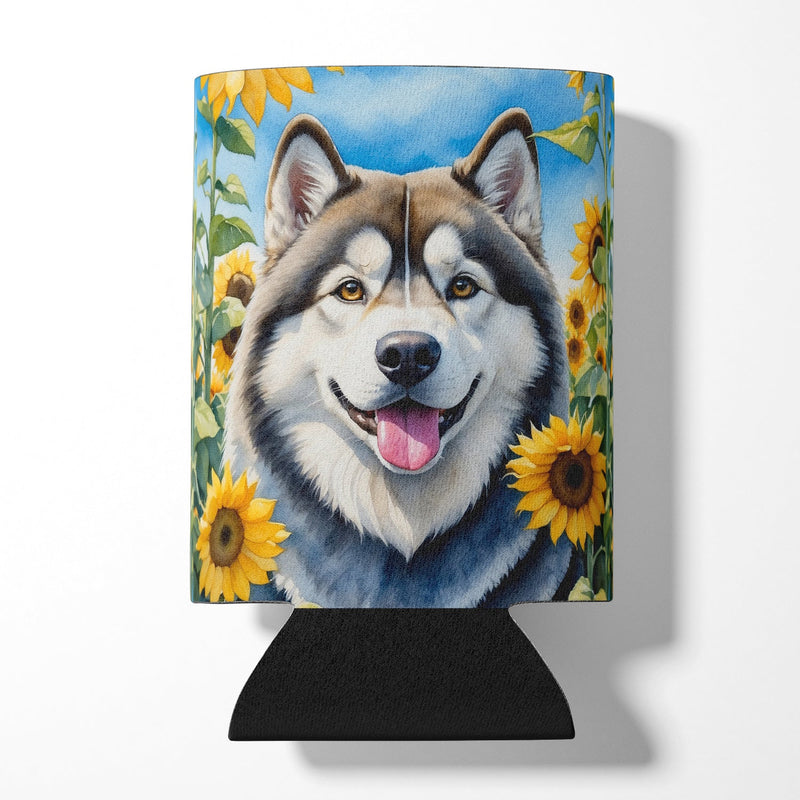 Alaskan Malamute in Sunflowers Can or Bottle Hugger