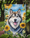 Alaskan Malamute in Sunflowers Garden Flag – Bright Dog-Themed Yard Decor