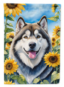 Alaskan Malamute in Sunflowers Garden Flag – Bright Dog-Themed Yard Decor