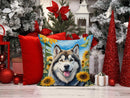 Alaskan Malamute in Sunflowers Throw Pillow - 14x14 Decorative Pillow – Art for Your Home & Patio