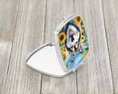 Alaskan Malamute in Sunflowers Compact Mirror – Stylish Purse Mirror with Artistic Covers