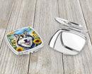 Alaskan Malamute in Sunflowers Compact Mirror – Stylish Purse Mirror with Artistic Covers