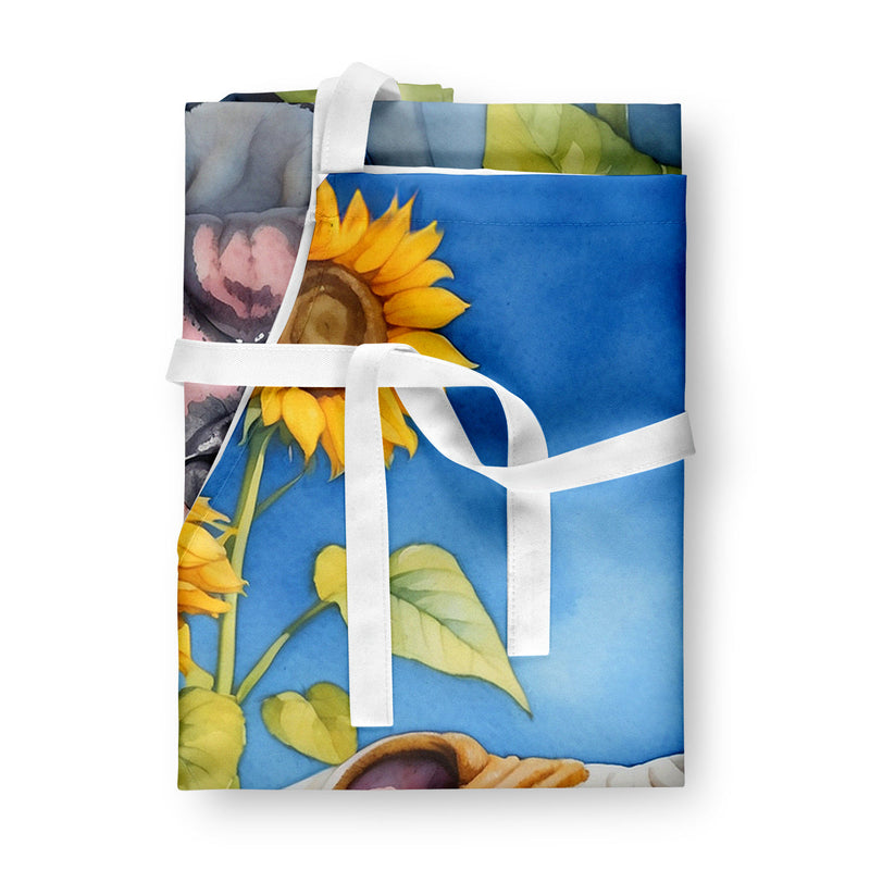 American Bulldog in Sunflowers Apron – Artist-Designed Kitchen, BBQ & Craft Apron