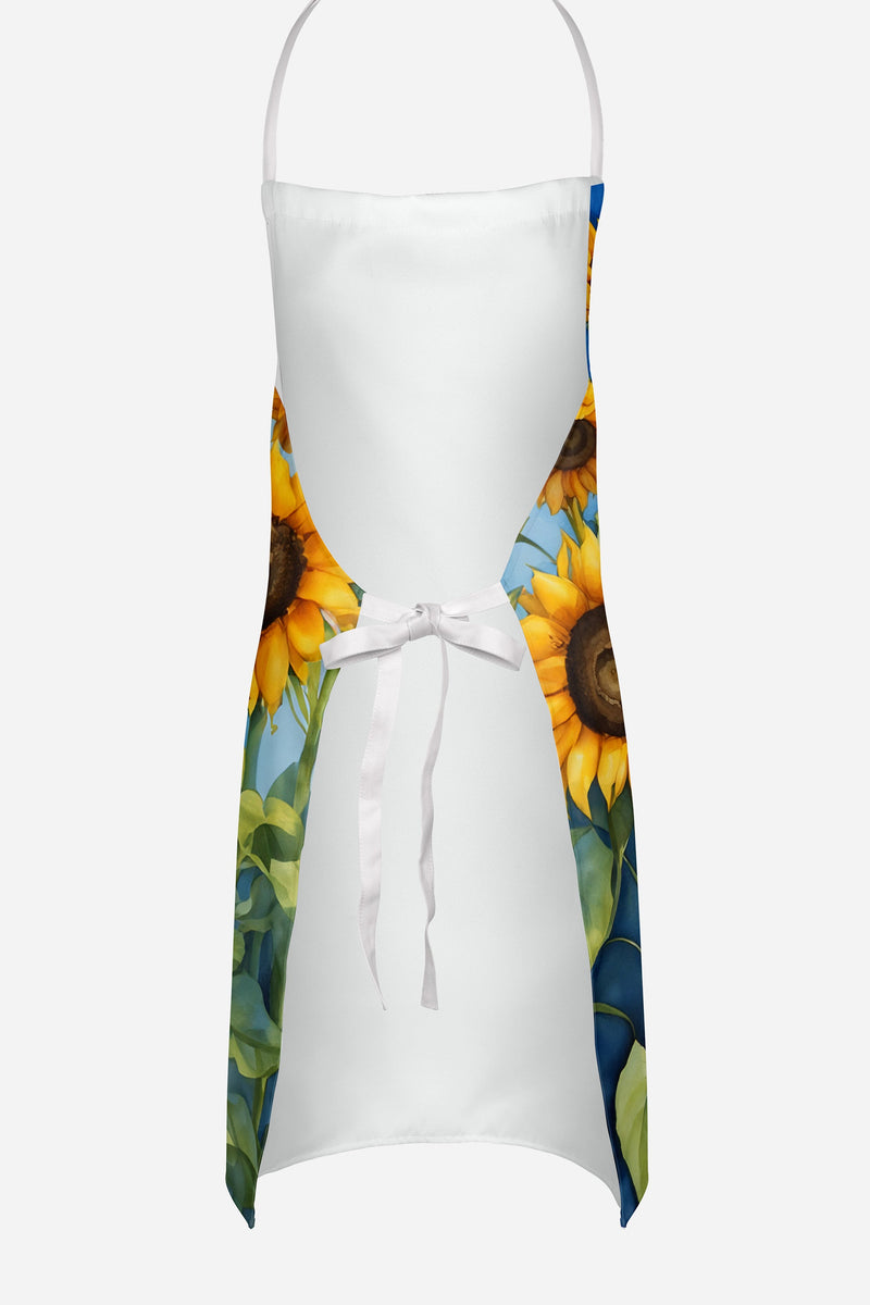 American Bulldog in Sunflowers Apron – Artist-Designed Kitchen, BBQ & Craft Apron