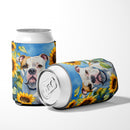 American Bulldog in Sunflowers Can or Bottle Hugger