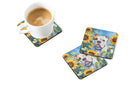 American Bulldog in Sunflowers Coasters - Set of 4 Lightweight Foam, Absorbent Drink Coasters