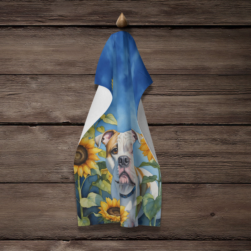 American Bulldog in Sunflowers Kitchen Towel