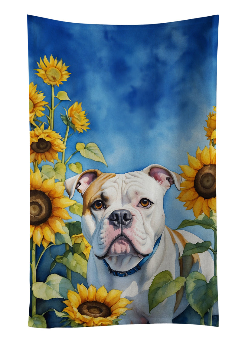 American Bulldog in Sunflowers Kitchen Towel