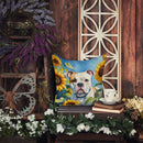 American Bulldog in Sunflowers Throw Pillow - 14x14 Decorative Pillow – Art for Your Home & Patio