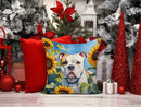 American Bulldog in Sunflowers Throw Pillow - 14x14 Decorative Pillow – Art for Your Home & Patio