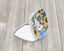 American Bulldog in Sunflowers Compact Mirror – Stylish Purse Mirror with Artistic Covers