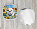 American Bulldog in Sunflowers Compact Mirror – Stylish Purse Mirror with Artistic Covers