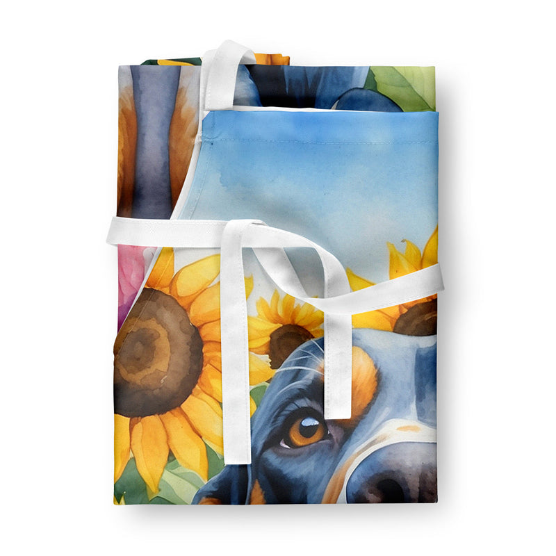 American English Coonhound in Sunflowers Apron – Artist-Designed Kitchen, BBQ & Craft Apron