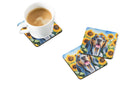 American English Coonhound in Sunflowers Coasters - Set of 4 Lightweight Foam, Absorbent Drink Coasters