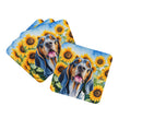 American English Coonhound in Sunflowers Coasters - Set of 4 Lightweight Foam, Absorbent Drink Coasters