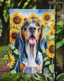 American English Coonhound in Sunflowers Garden Flag – Bright Dog-Themed Yard Decor