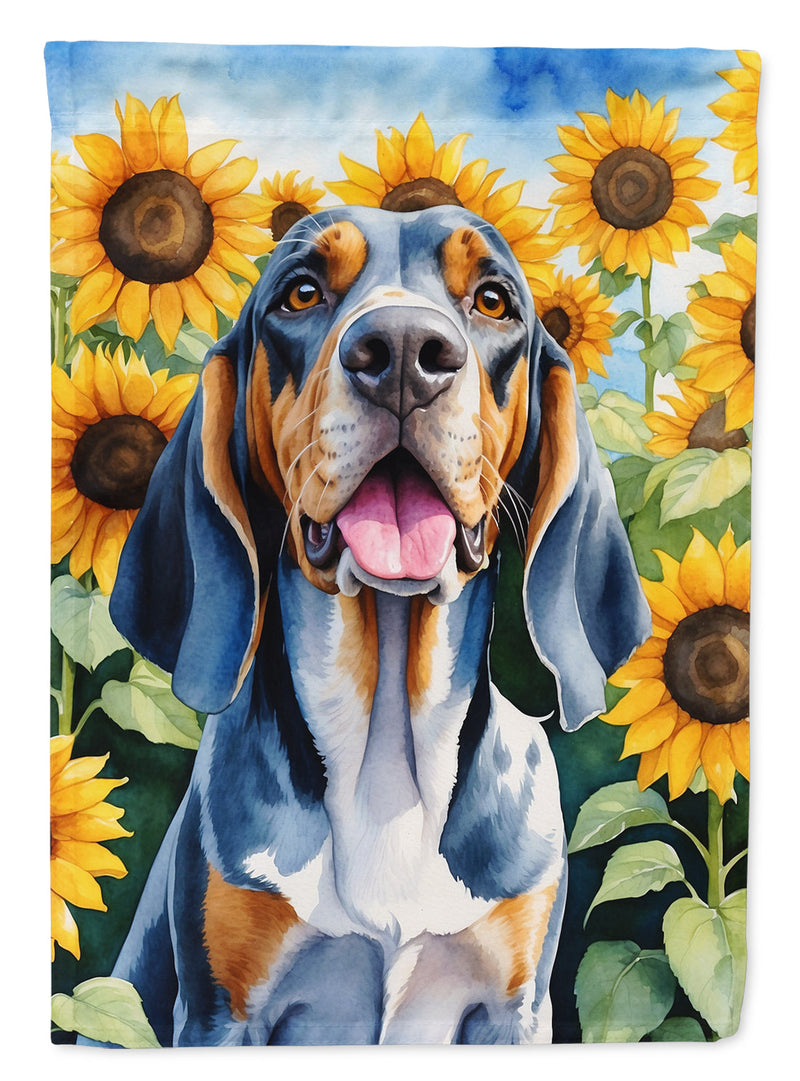 American English Coonhound in Sunflowers Garden Flag