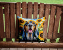 American English Coonhound in Sunflowers Throw Pillow - 14x14 Decorative Pillow – Art for Your Home & Patio