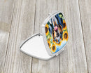 American English Coonhound in Sunflowers Compact Mirror – Stylish Purse Mirror with Artistic Covers
