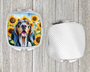American English Coonhound in Sunflowers Compact Mirror – Stylish Purse Mirror with Artistic Covers
