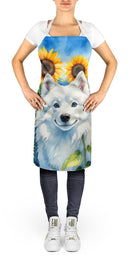 American Eskimo in Sunflowers Apron – Artist-Designed Kitchen, BBQ & Craft Apron