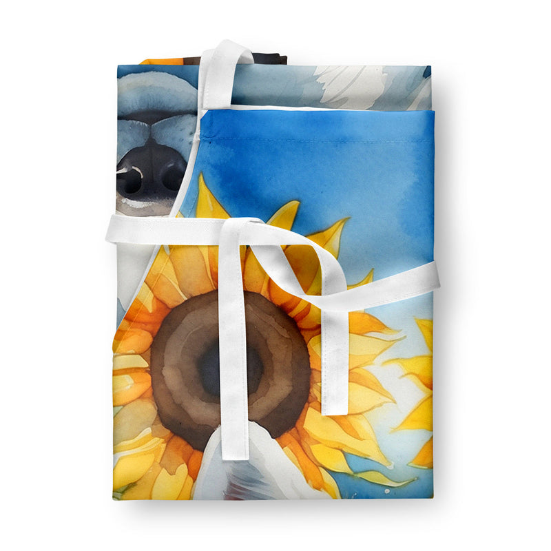 American Eskimo in Sunflowers Apron – Artist-Designed Kitchen, BBQ & Craft Apron