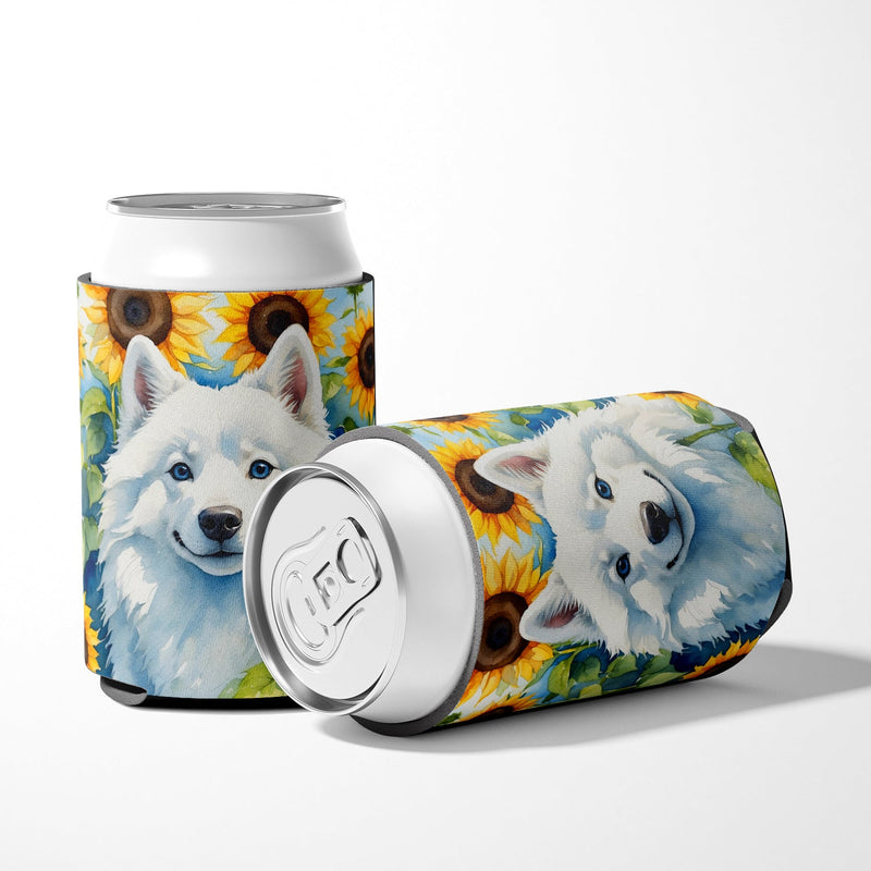 American Eskimo in Sunflowers Can or Bottle Hugger