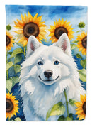 American Eskimo in Sunflowers House Flag