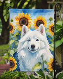 American Eskimo in Sunflowers Garden Flag – Bright Dog-Themed Yard Decor