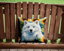 American Eskimo in Sunflowers Throw Pillow - 14x14 Decorative Pillow – Art for Your Home & Patio