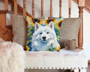 American Eskimo in Sunflowers Throw Pillow - 14x14 Decorative Pillow – Art for Your Home & Patio