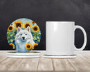 American Eskimo in Sunflowers Large Sandstone Coasters Pack of 4