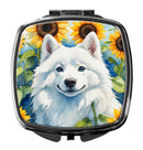 American Eskimo in Sunflowers Compact Mirror – Stylish Purse Mirror with Artistic Covers