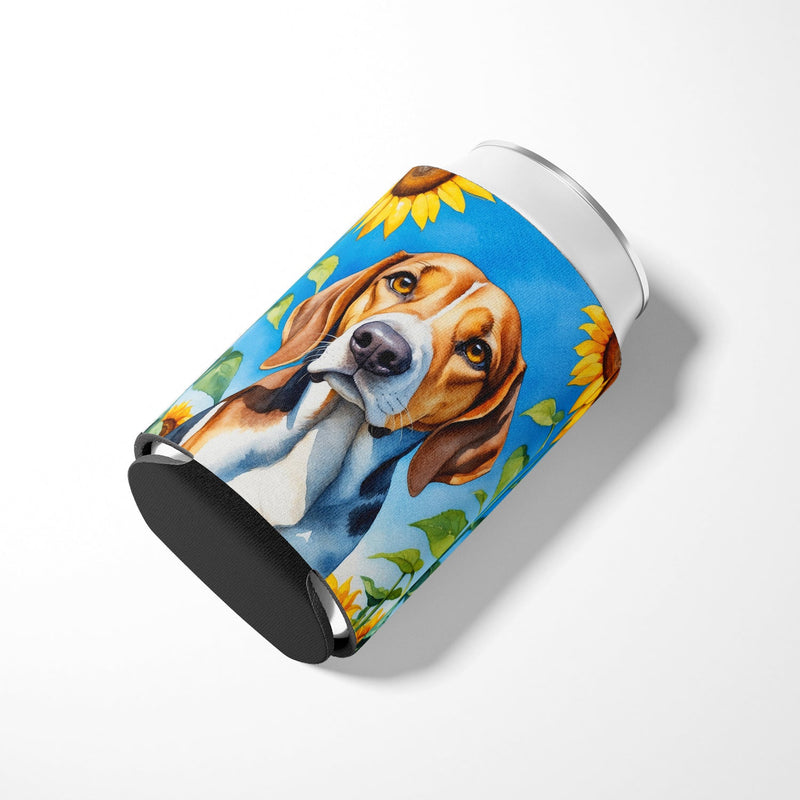 American Foxhound in Sunflowers Can or Bottle Hugger